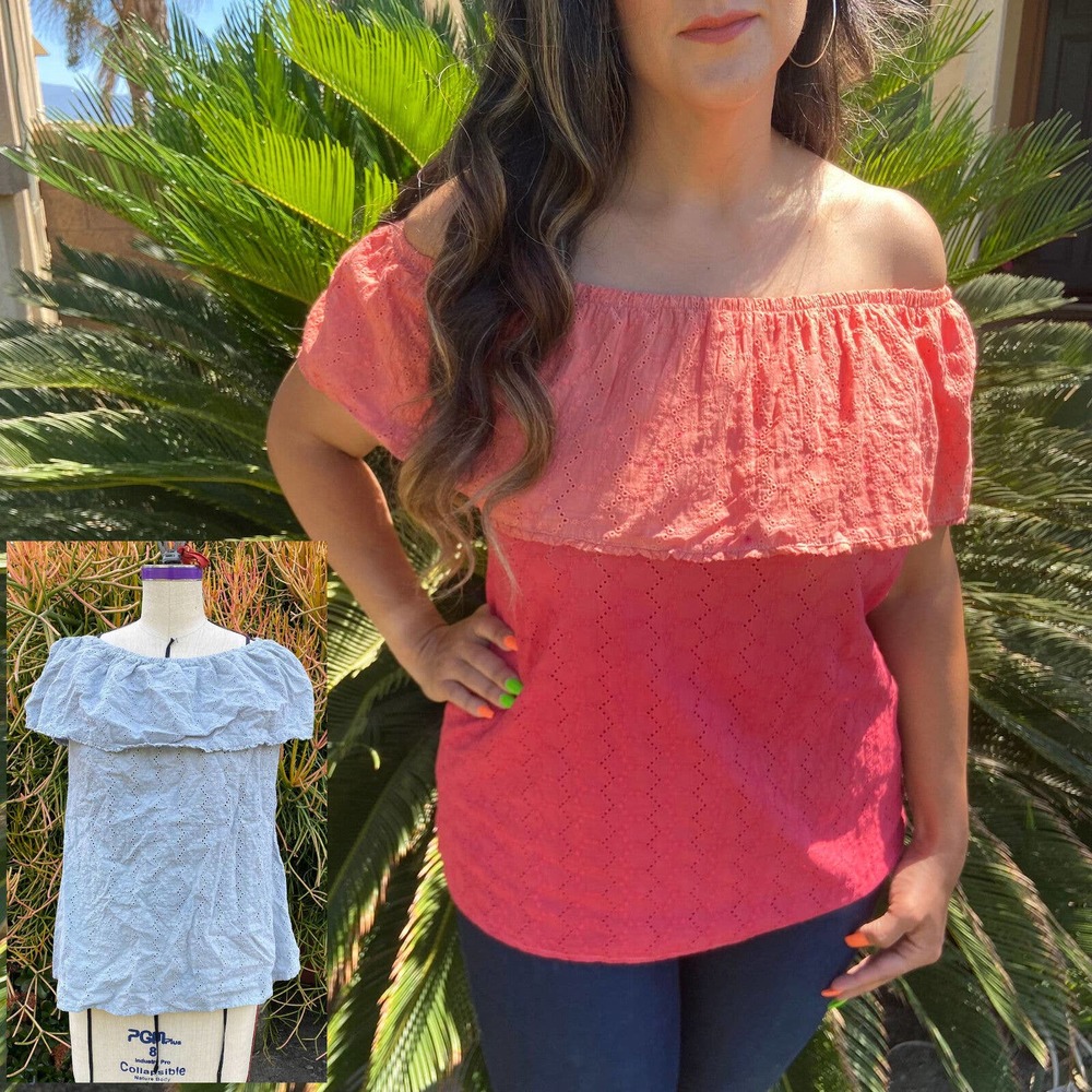 ReDyed Off The ShoulderTop With Orange to Red Ombre